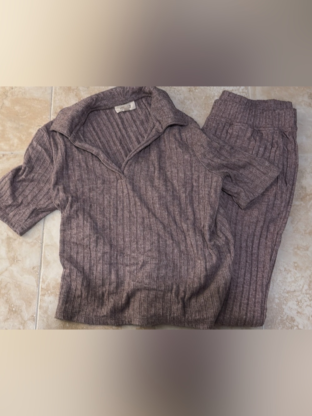 Haven well within Ribbed Knit Two-Piece Set in Purple